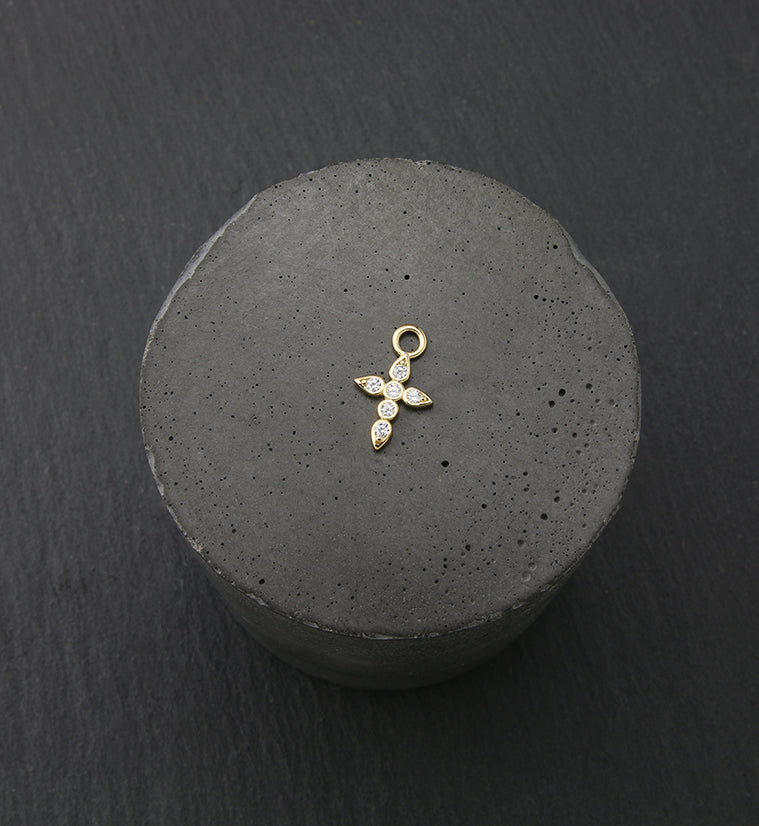 14kt Gold Bezel CZ Cross Charm
