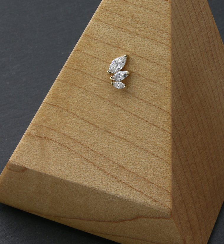 14kt Gold Cascade CZ Threadless Top