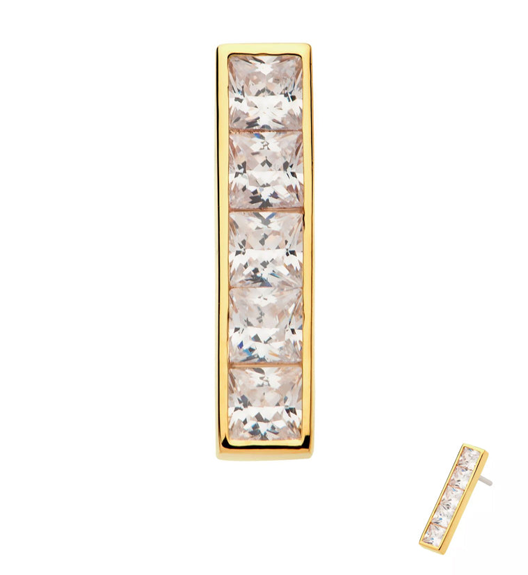 14kt Gold Cinque CZ Bar Threadless Top