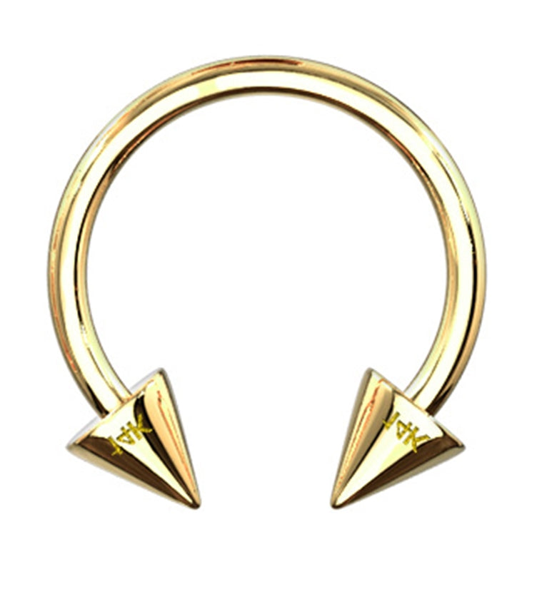 14kt Gold Spiked Circular Barbell
