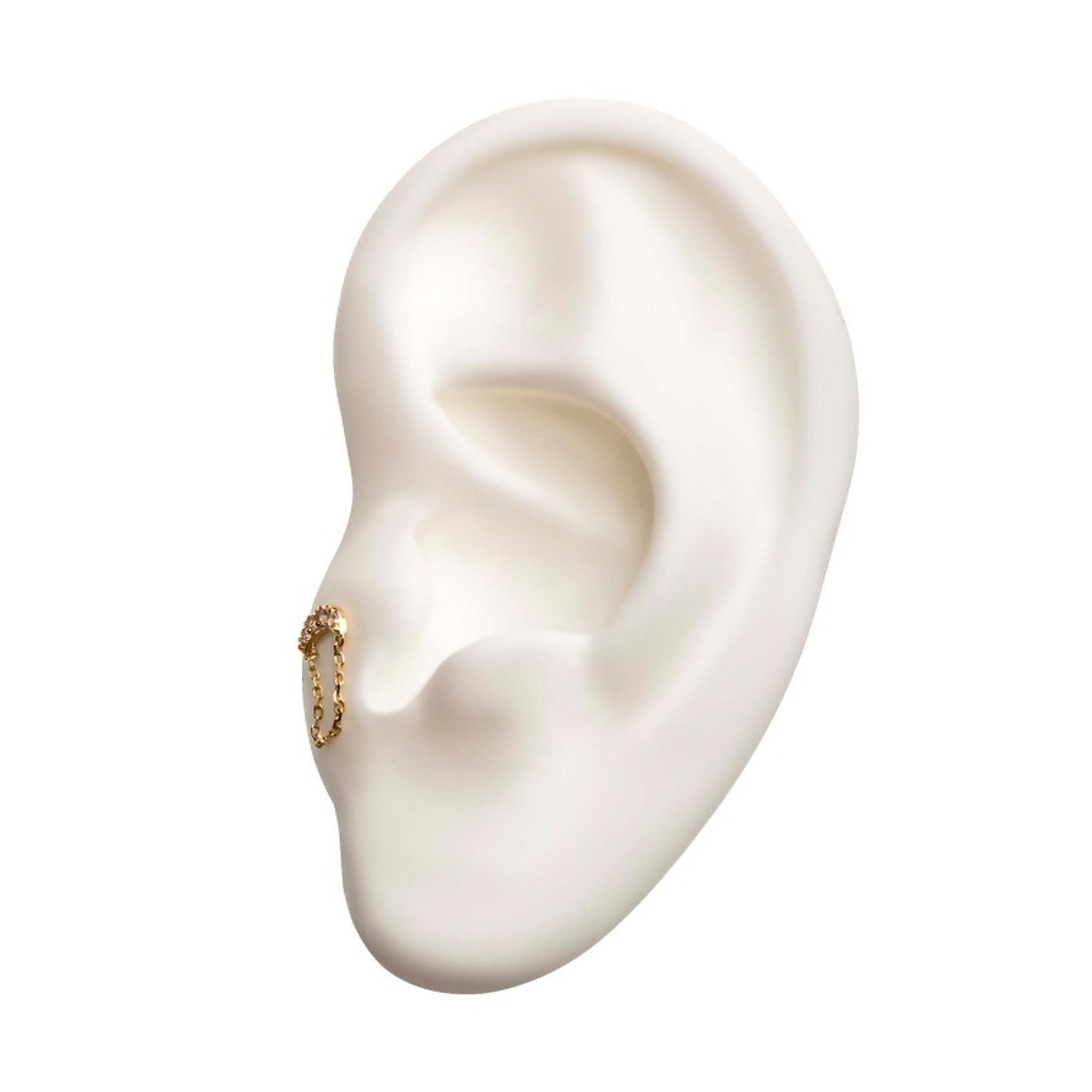 14kt Gold Crescent Moon CZ Chain Threadless Top