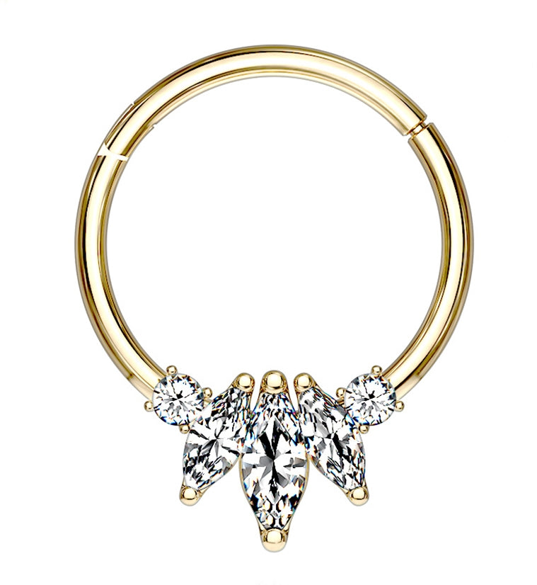 14kt Gold Triple Marquise Hinged Segment Ring