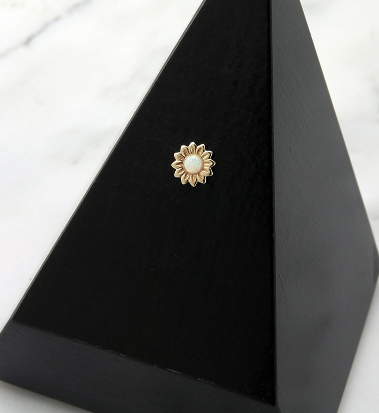 14kt Gold Daisy White Opalite Threadless Top