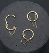 14kt Gold Dangle Chain Hinged Segment Ring