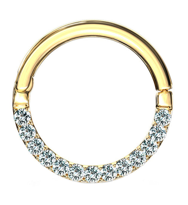 14kt Gold CZ Rim Hinged Segment Ring
