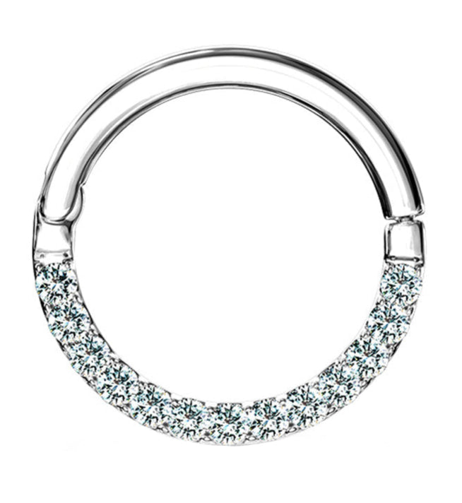 14kt White Gold CZ Rim Hinged Segment Ring