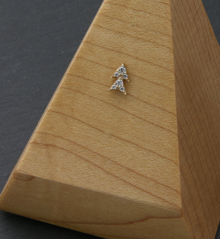 14kt Gold Double Arrow CZ Threadless Top