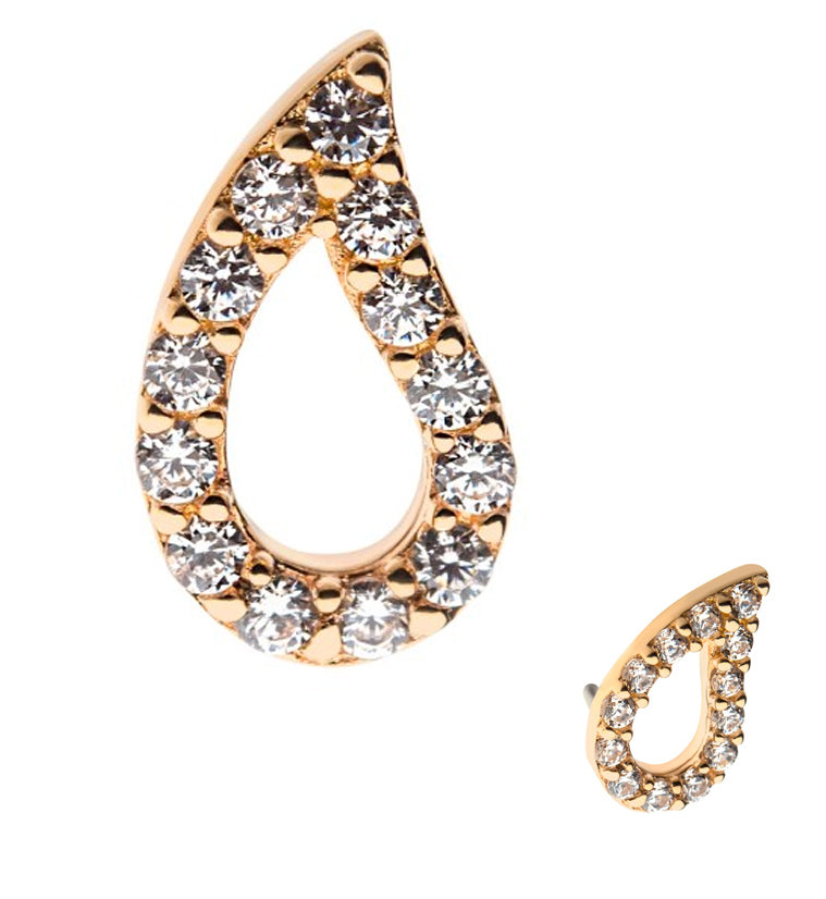 14kt Gold Droplet CZ Threadless Top