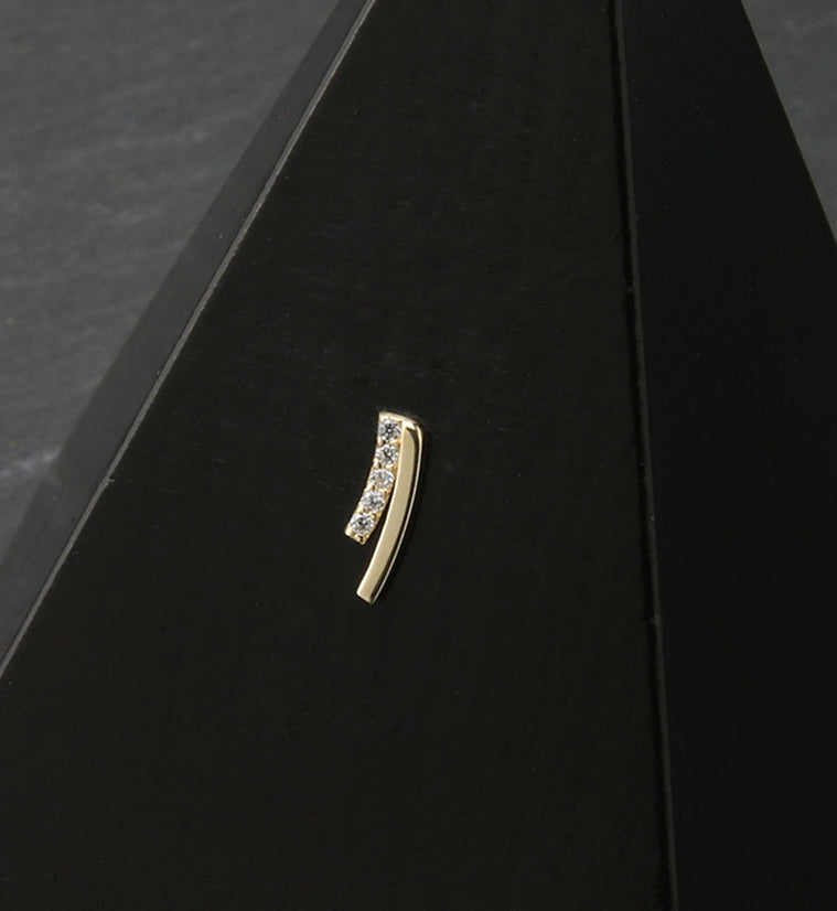 14kt Gold Dual Curve CZ Threadless Top