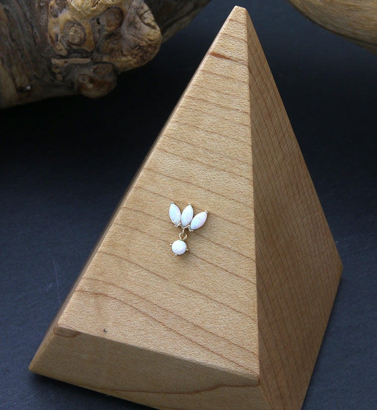 14kt Gold Empress Dangle White Opalite Threadless Top