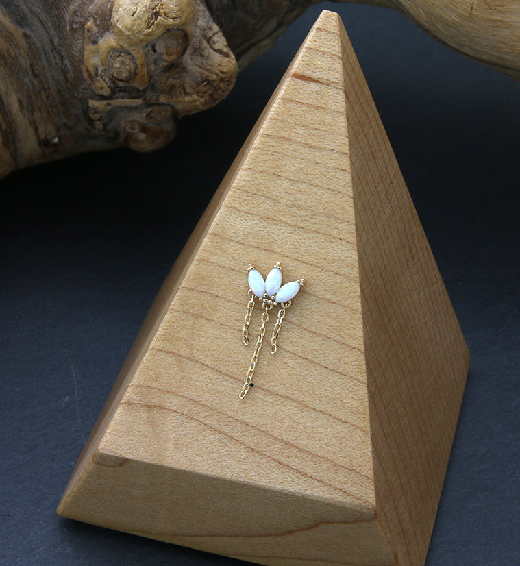 14kt Gold Empress White Opalite Dangle Chain Threadless Top