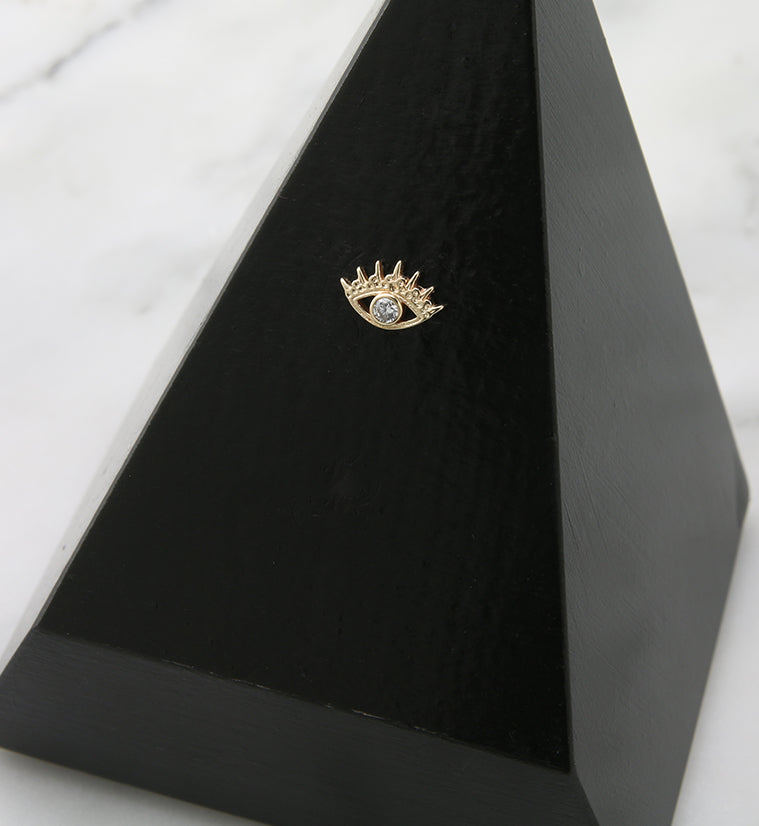 14kt Gold Evil Eye CZ Threadless Top