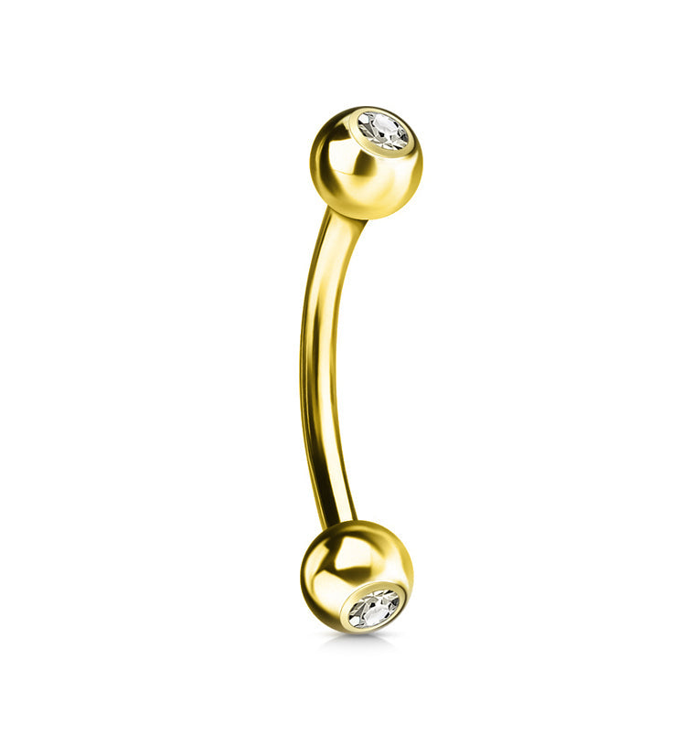 14Kt Gold CZ Curved Barbell
