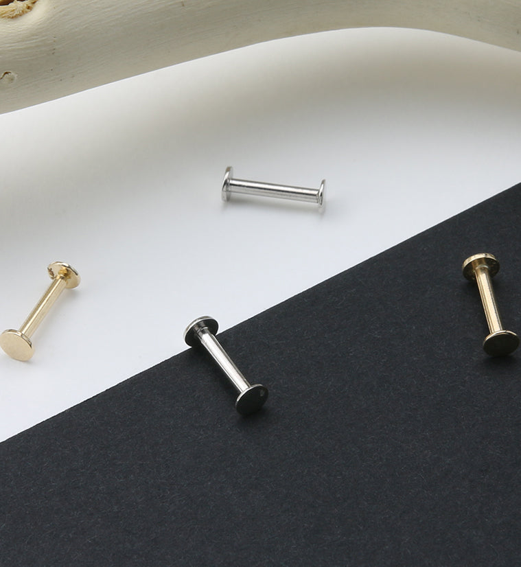 14kt White Gold Disk Labret