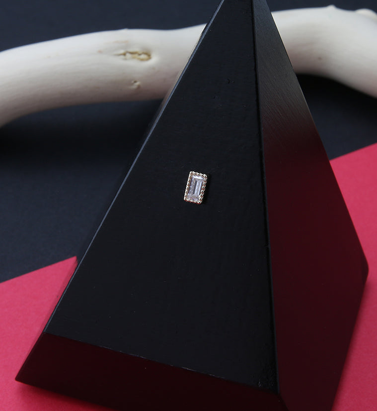 14kt Gold Framed Baguette CZ Threadless Top