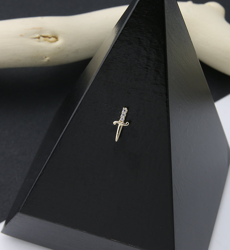 14kt Gold Gem Dagger Threadless Top