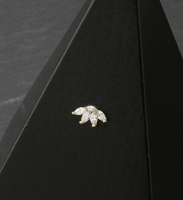 14kt Gold Half Flower CZ Threadless Top