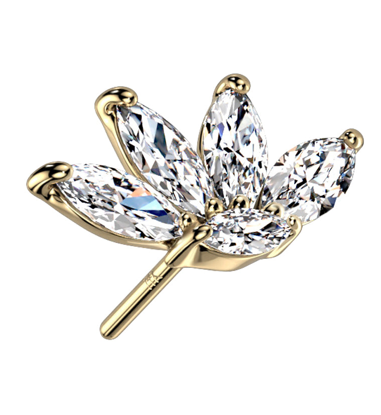 14kt Gold Half Flower CZ Threadless Top