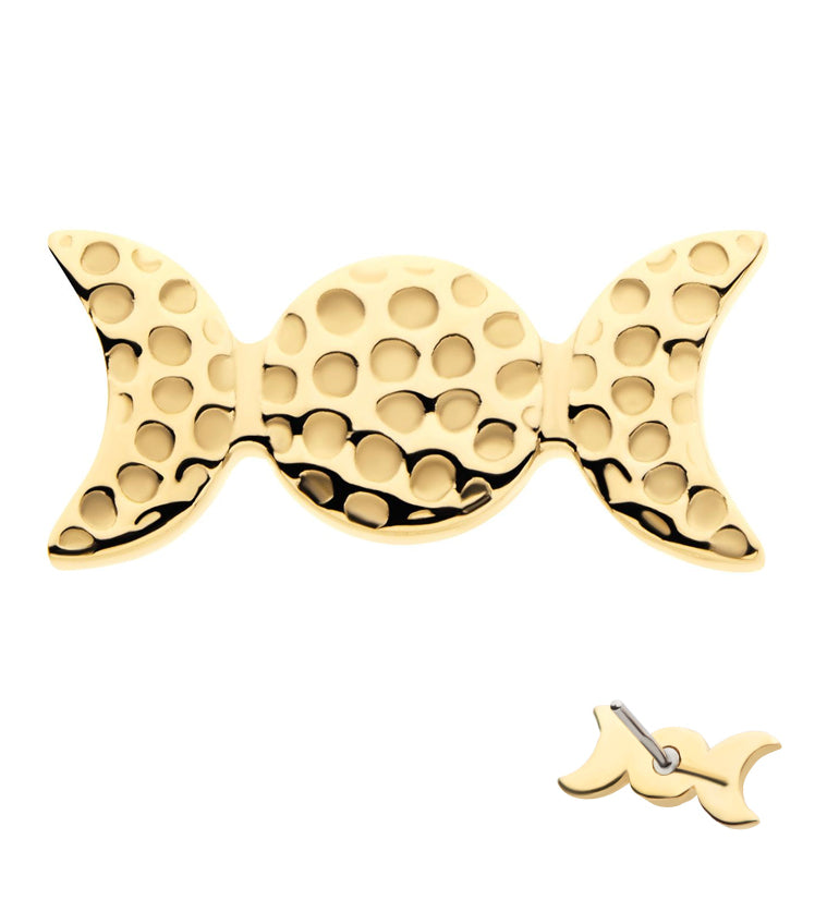 14kt Gold Hammered Moon Phase Threadless Top