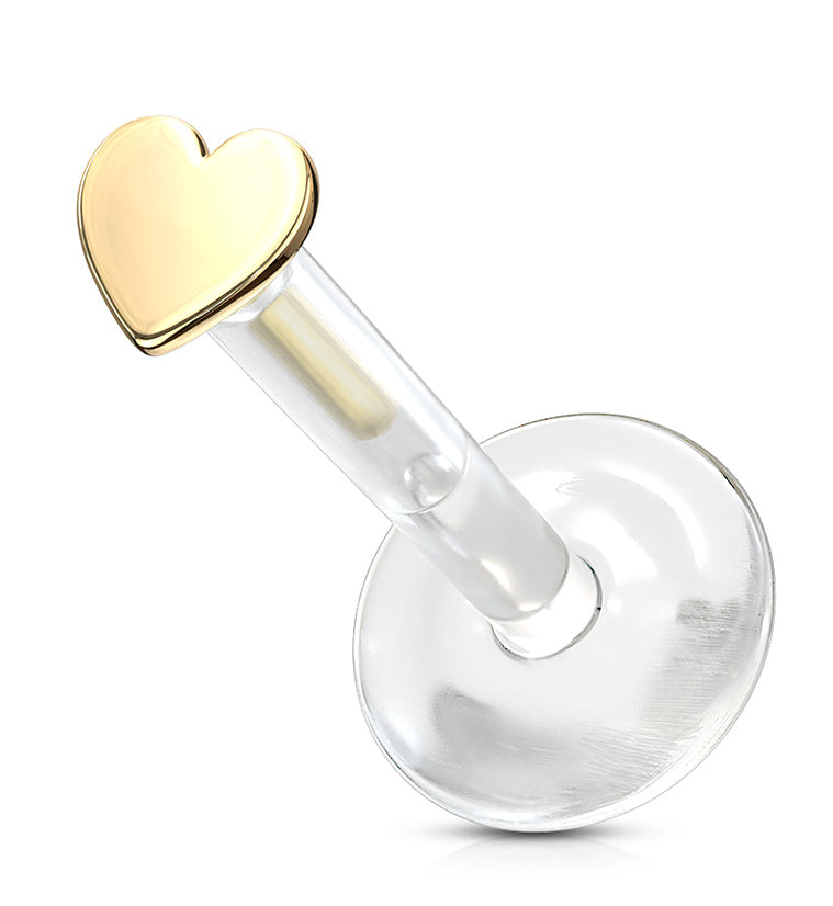 16G Gold Heart 14kt Bioflex Labret Post