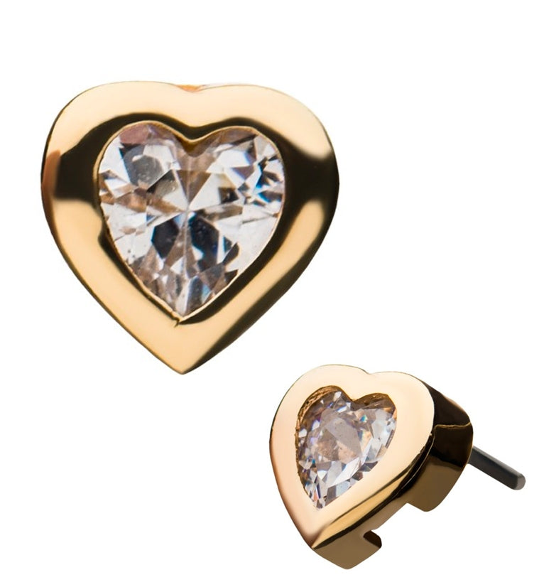 14kt Gold Heart CZ Threadless Top