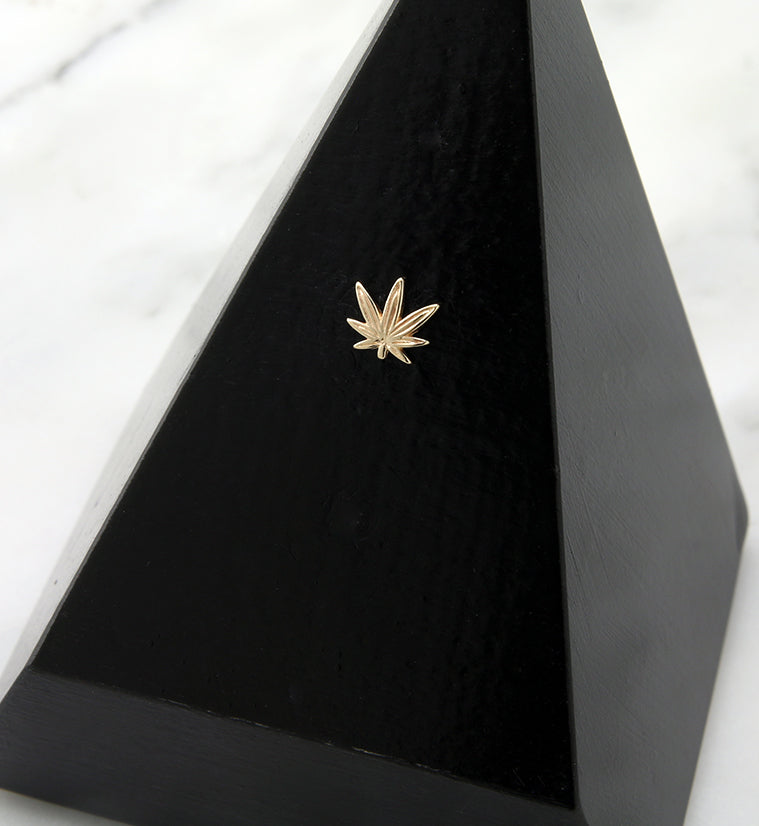 14kt Gold Hemp Leaf Threadless Top