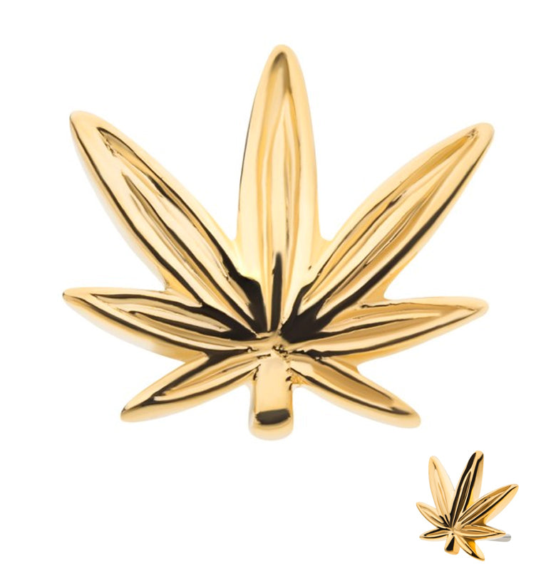 14kt Gold Hemp Leaf Threadless Top