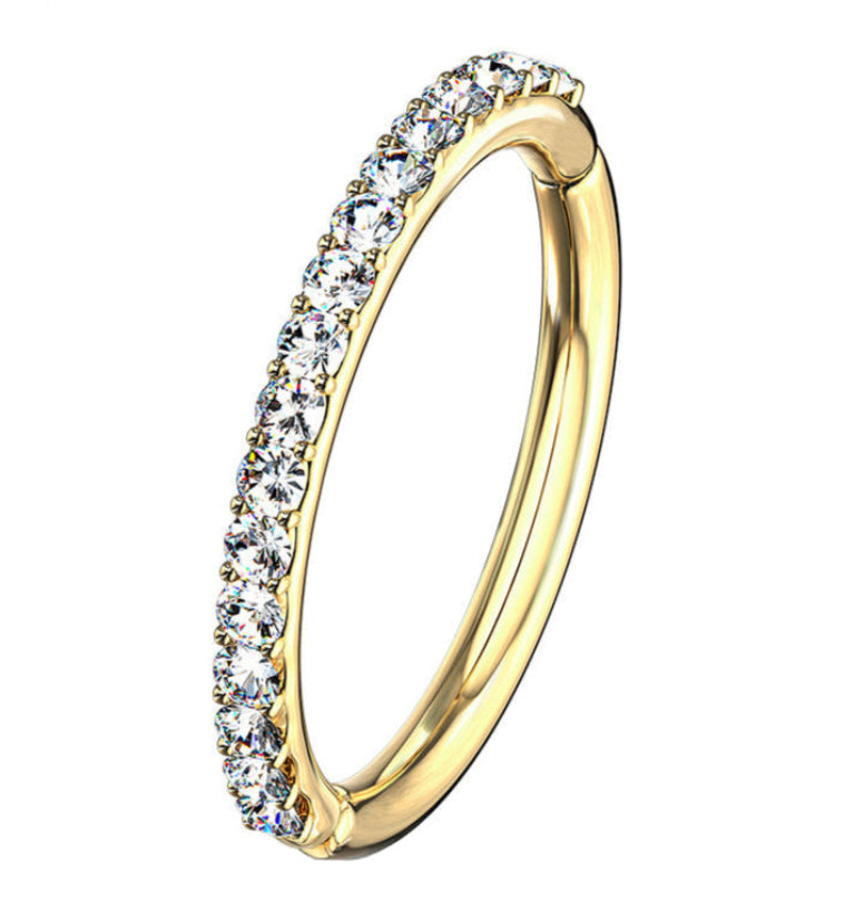 14kt Gold CZ Edge Hinged Segment Ring