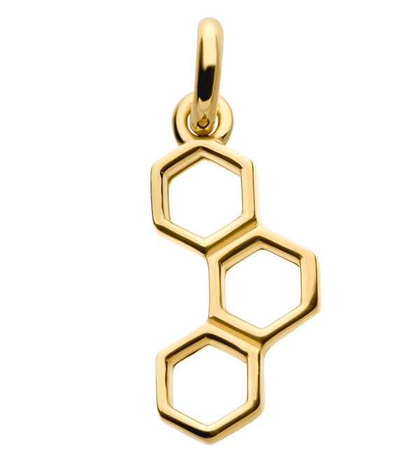 14kt Gold Honeycomb Layer Dangle Charm
