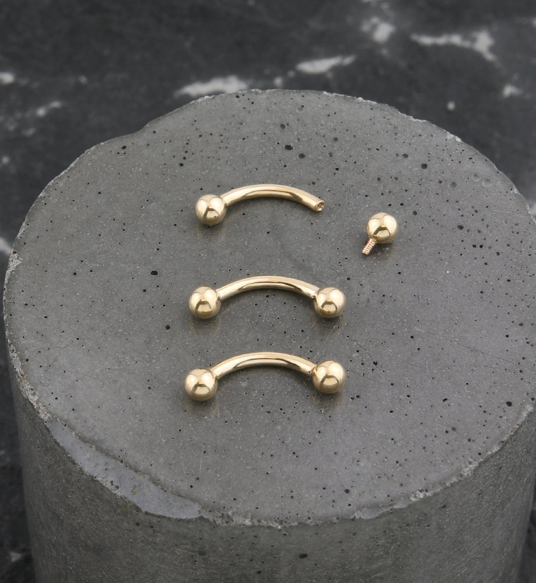 14kt Gold Internally Threaded Curved Barbell