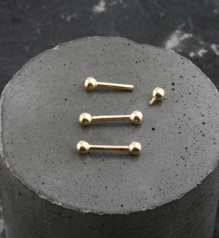 14kt Gold Internally Threaded Straight Barbell