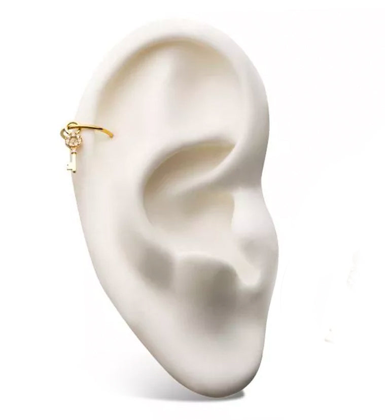 14kt Gold Key CZ Charm