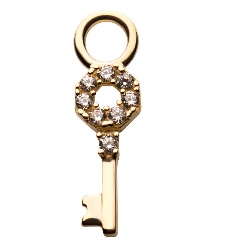 14kt Gold Key CZ Charm