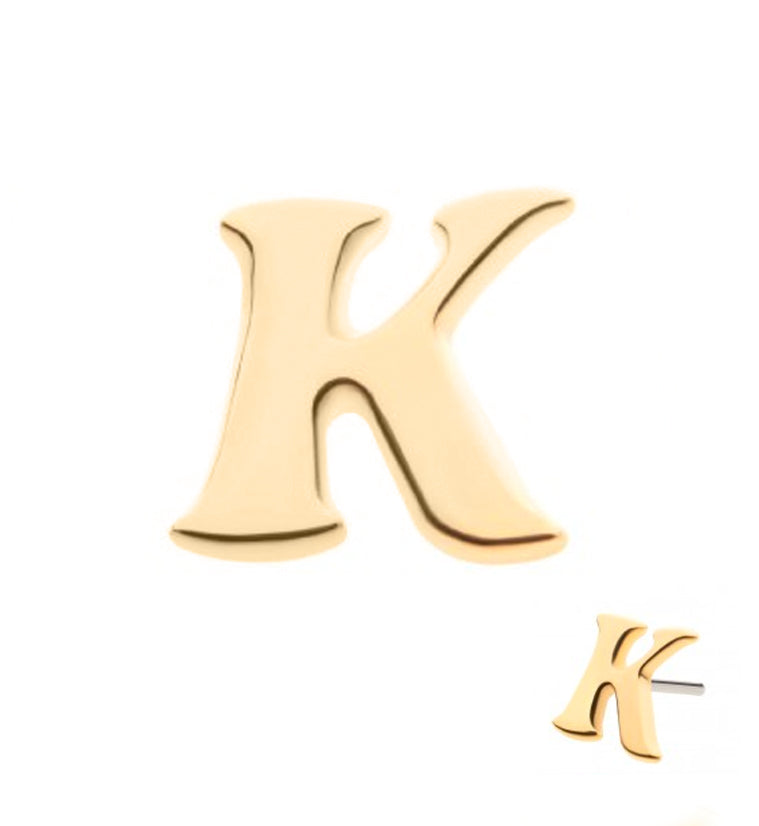 14kt Gold Letter K Threadless Top