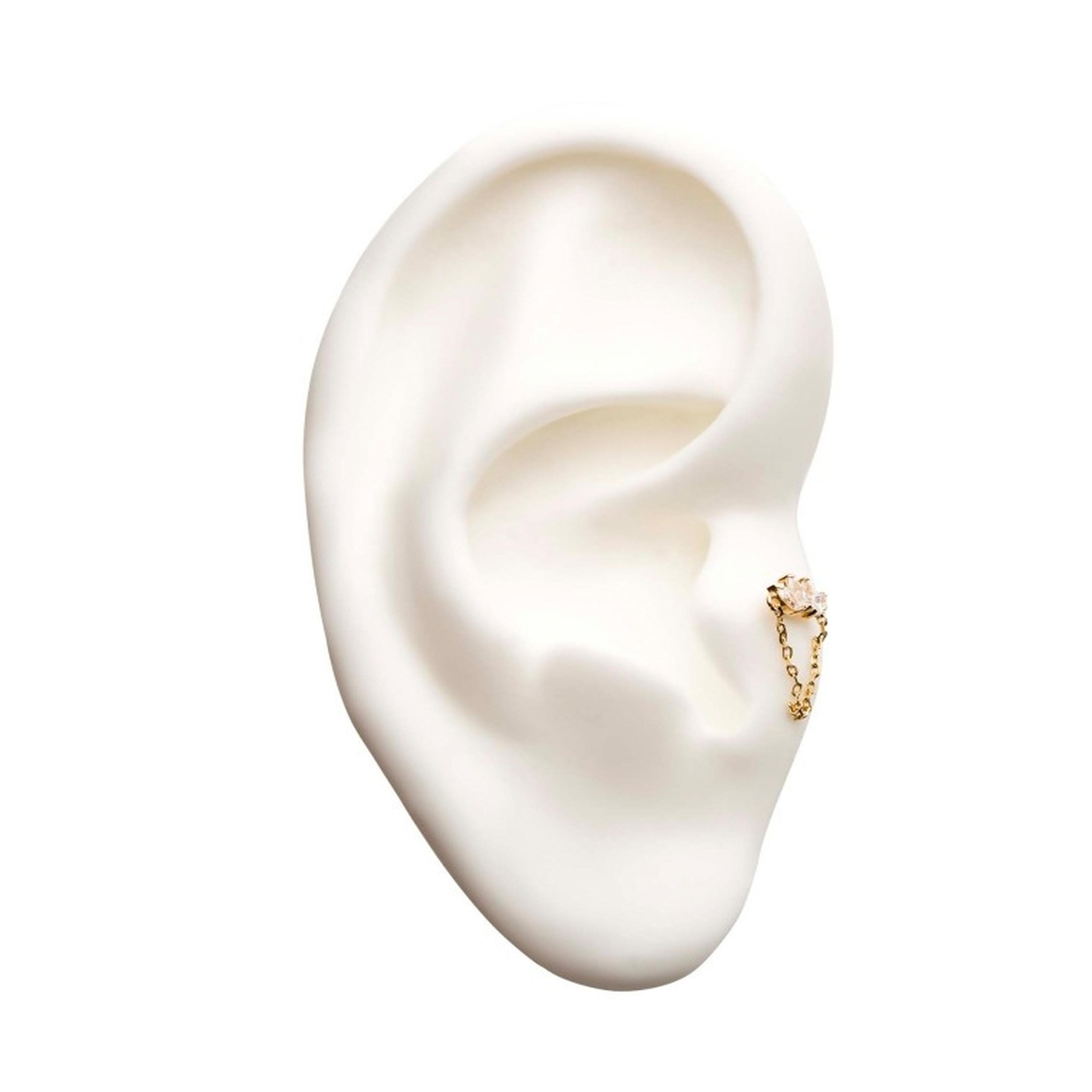 14kt Gold Lotus CZ Chain Threadless Top