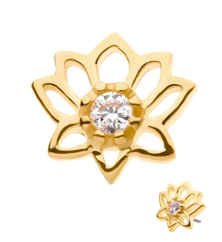 14kt Gold Lotus CZ Threadless Top