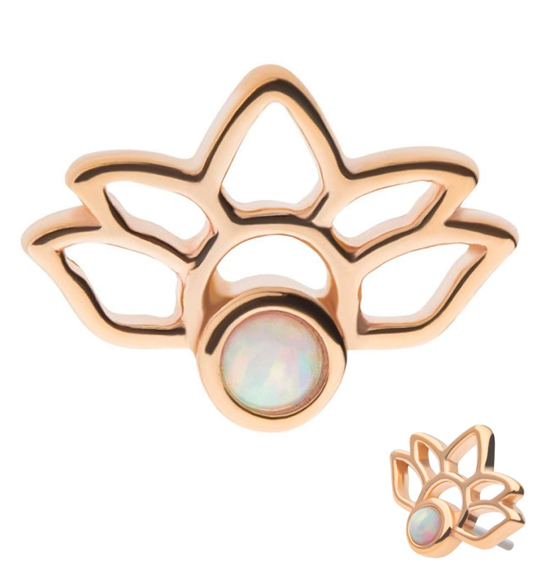 14kt Gold Lotus White Opalite Threadless Top