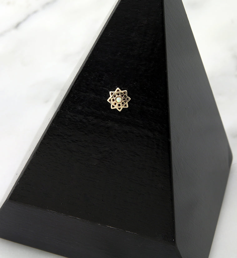 14kt Gold Manda Flower White Opalite Threadless Top