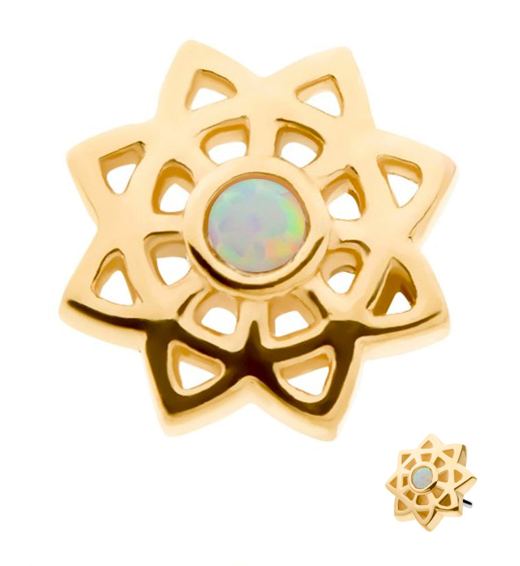 14kt Gold Manda Flower White Opalite Threadless Top