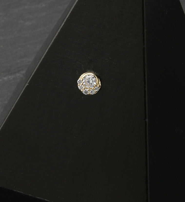 14kt Gold Multi CZ Disk Threadless Top