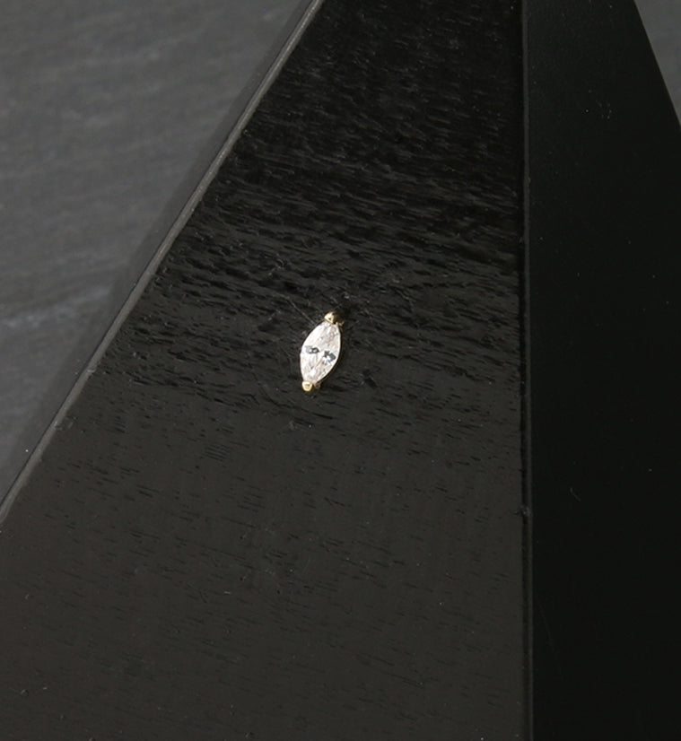 14kt Gold Ovate CZ Threadless Top