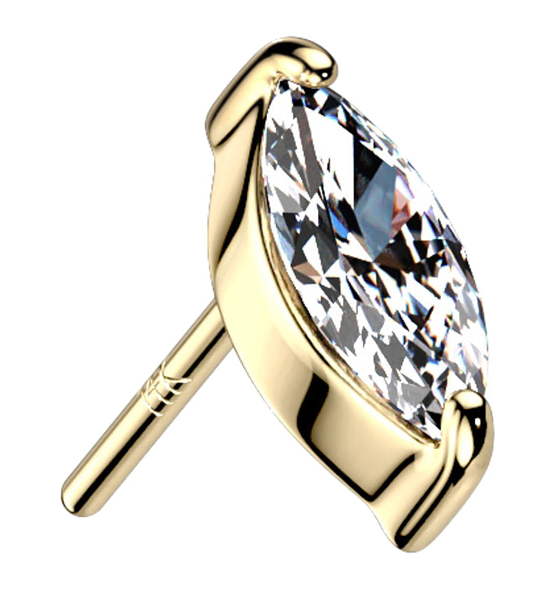 14kt Gold Ovate CZ Threadless Top