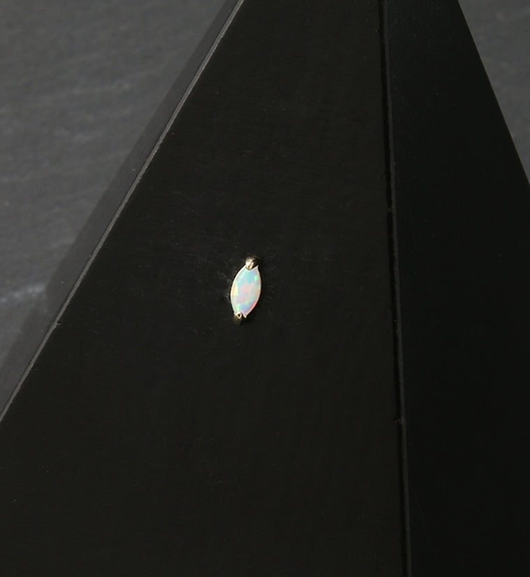 14kt Gold Ovate White Opalite Threadless Top