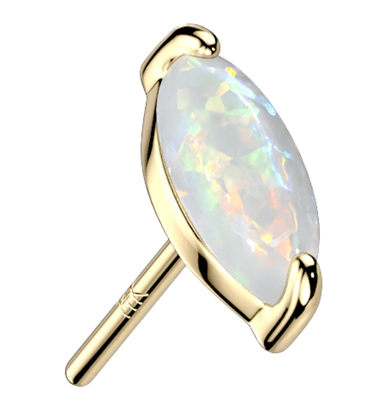 14kt Gold Ovate White Opalite Threadless Top