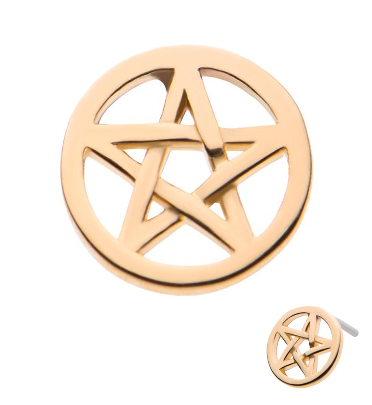 14kt Gold Pentacle Threadless Top