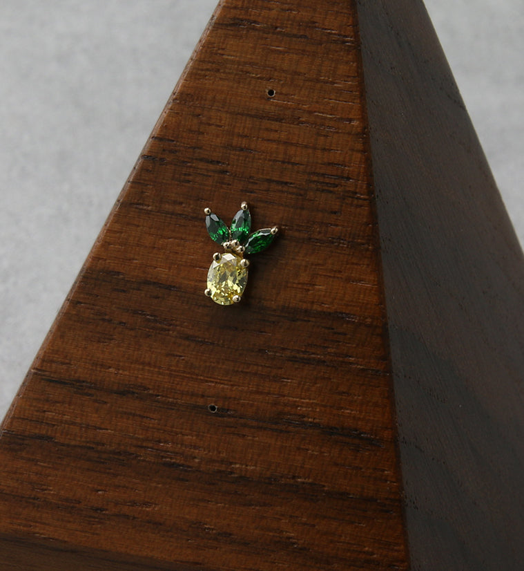 14kt Gold Pineapple CZ Threadless Top