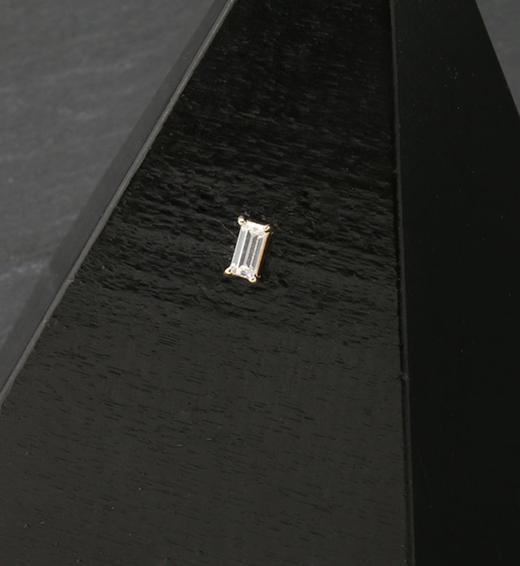 14kt Gold Rectangle CZ Threadless Top