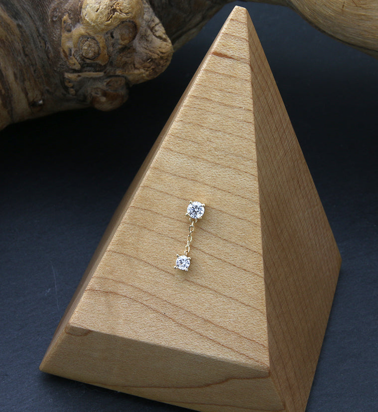 14kt Gold Round Dangle CZ Threadless Top