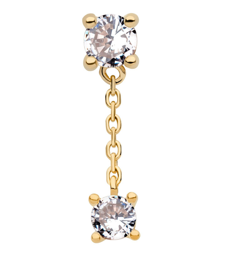 14kt Gold Round Dangle CZ Threadless Top