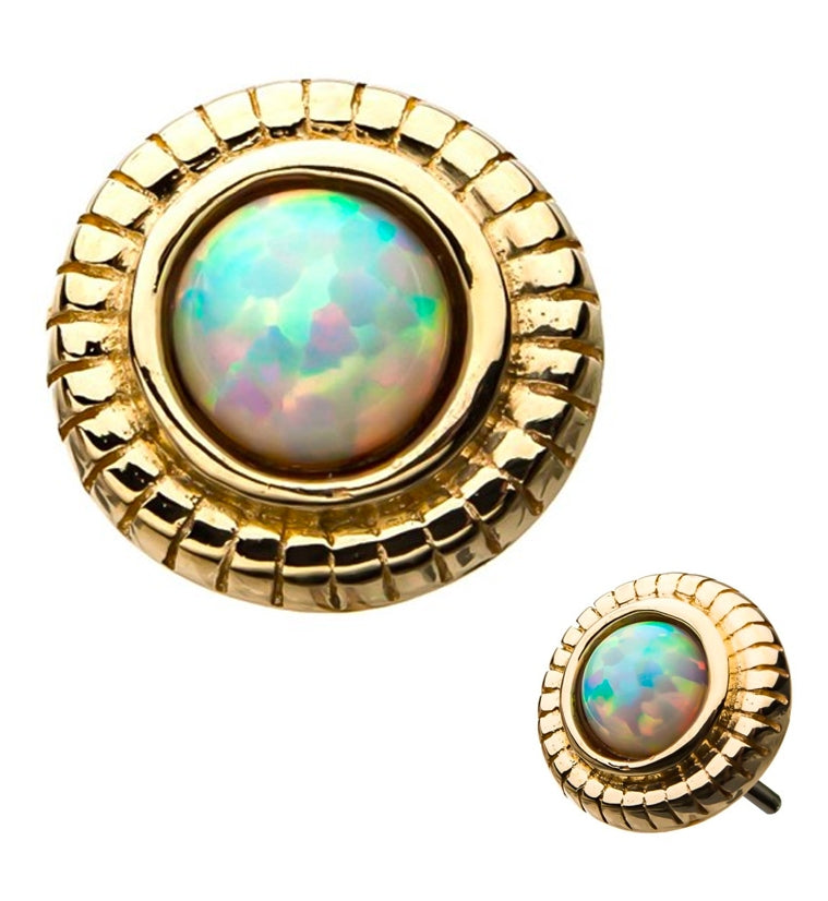 14kt Gold Score Bezel Set Opalite Threadless Top